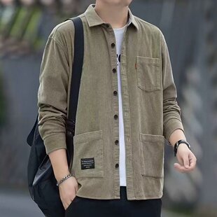 清仓捡漏商场专柜撤回男士夹克春秋季宽松百搭大码休闲外套灯芯绒