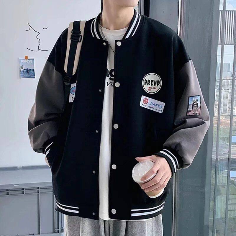 美式棒球服男款外套春秋季休闲图片
