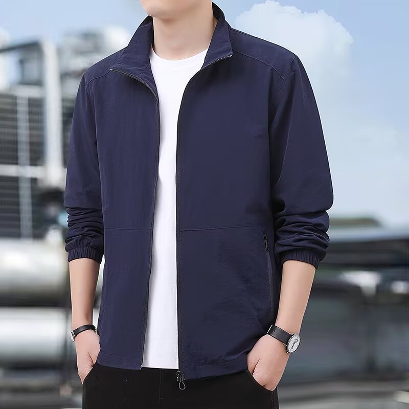 耐磨耐脏工作服男款外套春秋季宽松工地工人立领防风夹克工装大码