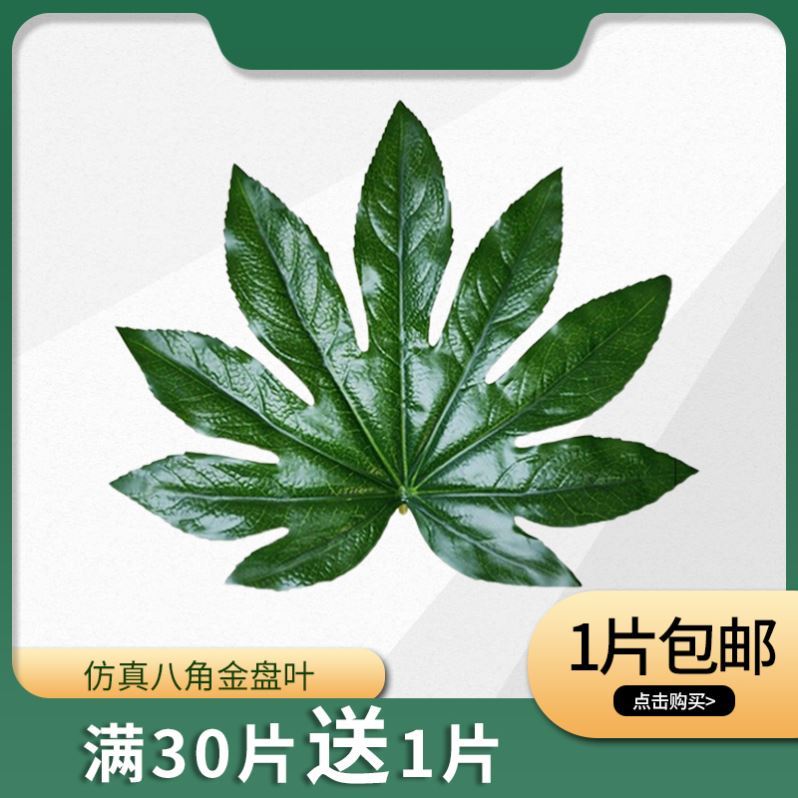 仿真八角金盘大葡萄叶子水果店装饰用品假树叶绿色果蔬摊草坪垫子