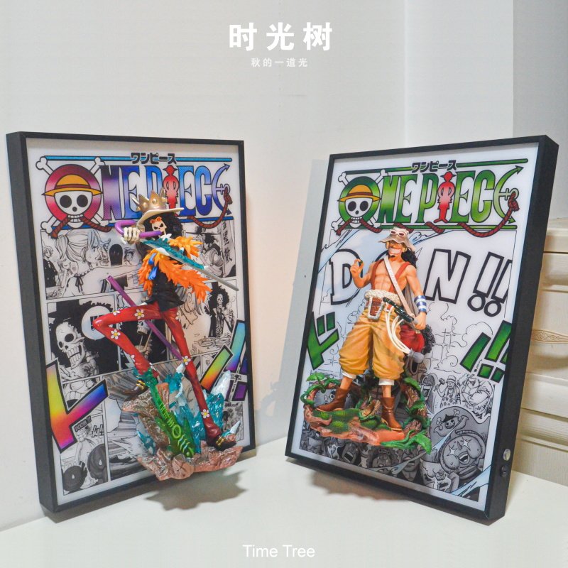 海贼王路飞团乌索普乔巴布鲁克弗兰奇甚平3D立体装饰灯光画