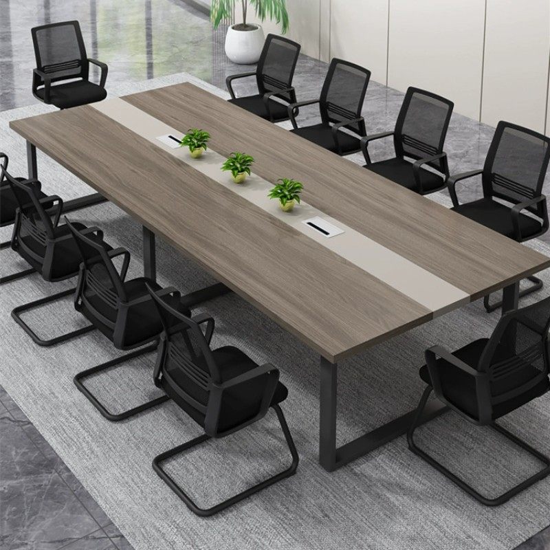 会议室会议桌简约现代小型洽谈桌长条桌3米培训桌10/12人长桌钢脚