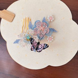 【辑珠蝴蝶】越佳人越剧黄梅戏花旦小旦造型头饰配饰简约大气配饰