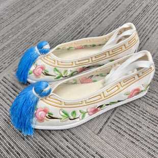 越剧花旦小旦绣花鞋戏鞋古装鞋戏曲女绣花京剧复古多层布底加防滑