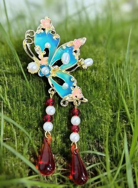 蝴蝶自来簪越佳人越剧黄梅戏花旦小旦造型头饰配饰简约大气配饰