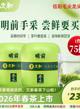 春茶上市文新信阳毛尖绿茶2026新茶茶叶明前特级嫩芽头采75g*2罐