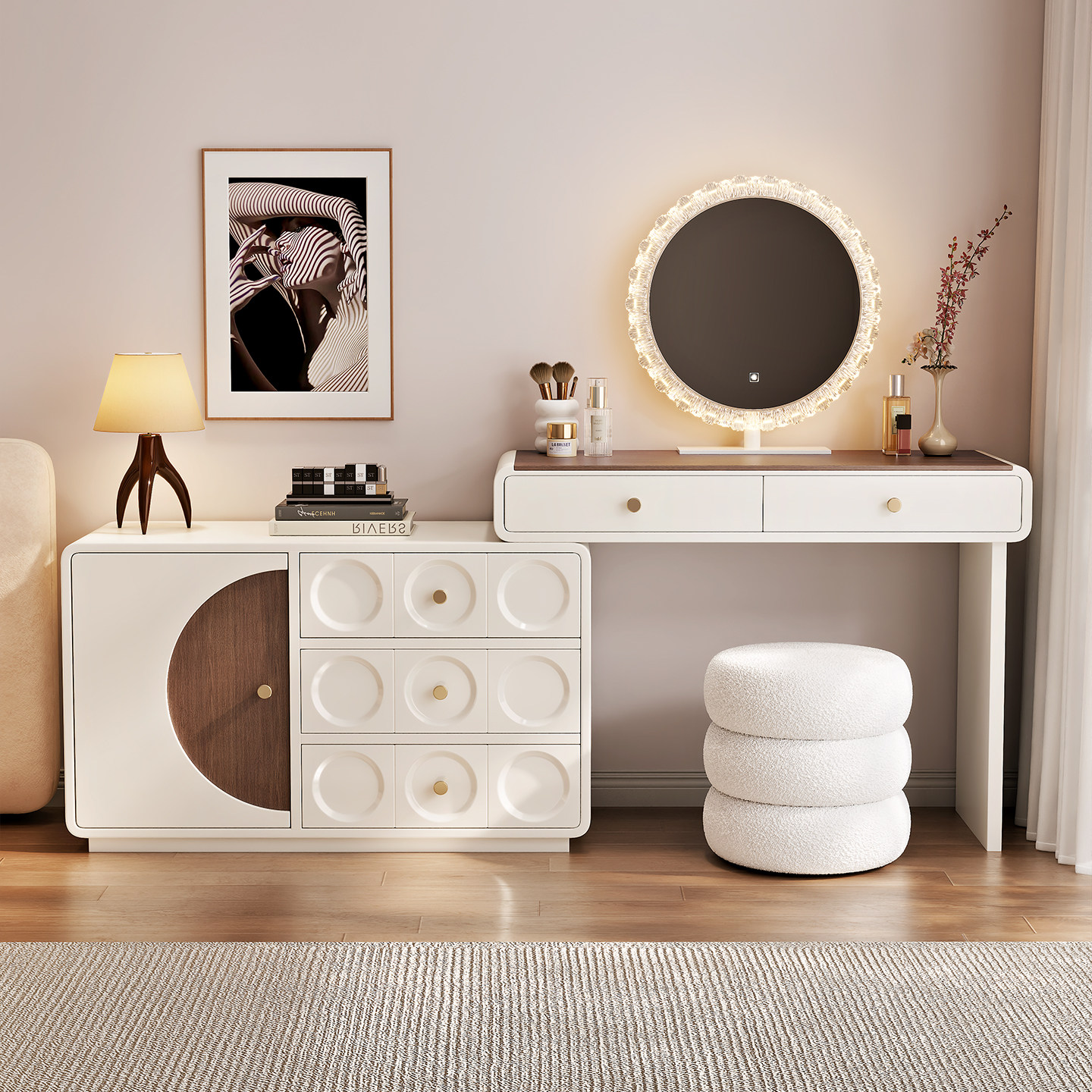 梳妆台卧室现代简约小户型小型北欧轻奢全实木化妆桌收纳一体柜子,住宅家具,梳妆台/桌,淘宝优惠券,粉丝福利购,淘宝优惠卷