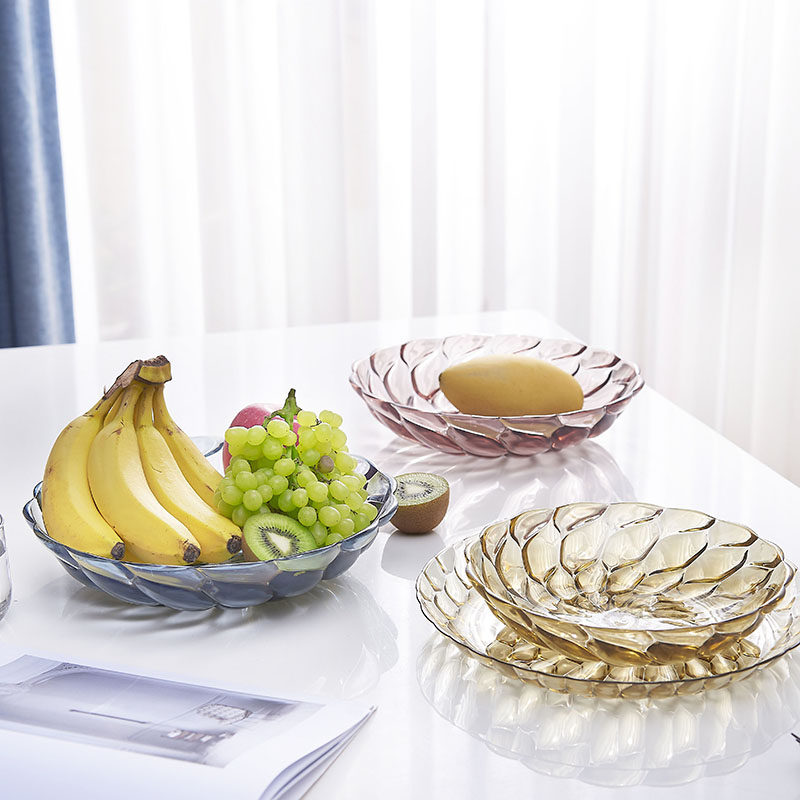 精品家用水果盘餐具盘塑料透明水果盘水晶果盘干果盘零食盘仿玻璃