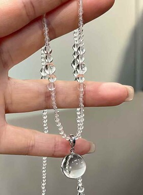 白水晶露珠项链女轻奢通透小众设计高级感新款精致颈链百搭送女友