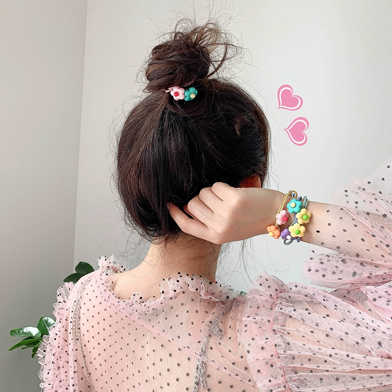 Cô gái Nhật Bản và Hàn Quốc hoa cúc nhỏ dây tóc đôi đàn hồi đầy màu sắc vòng tóc ngọt ngào cá tính hoang dã nhấn phụ kiện tóc màu - Phụ kiện tóc băng đô tai thỏ