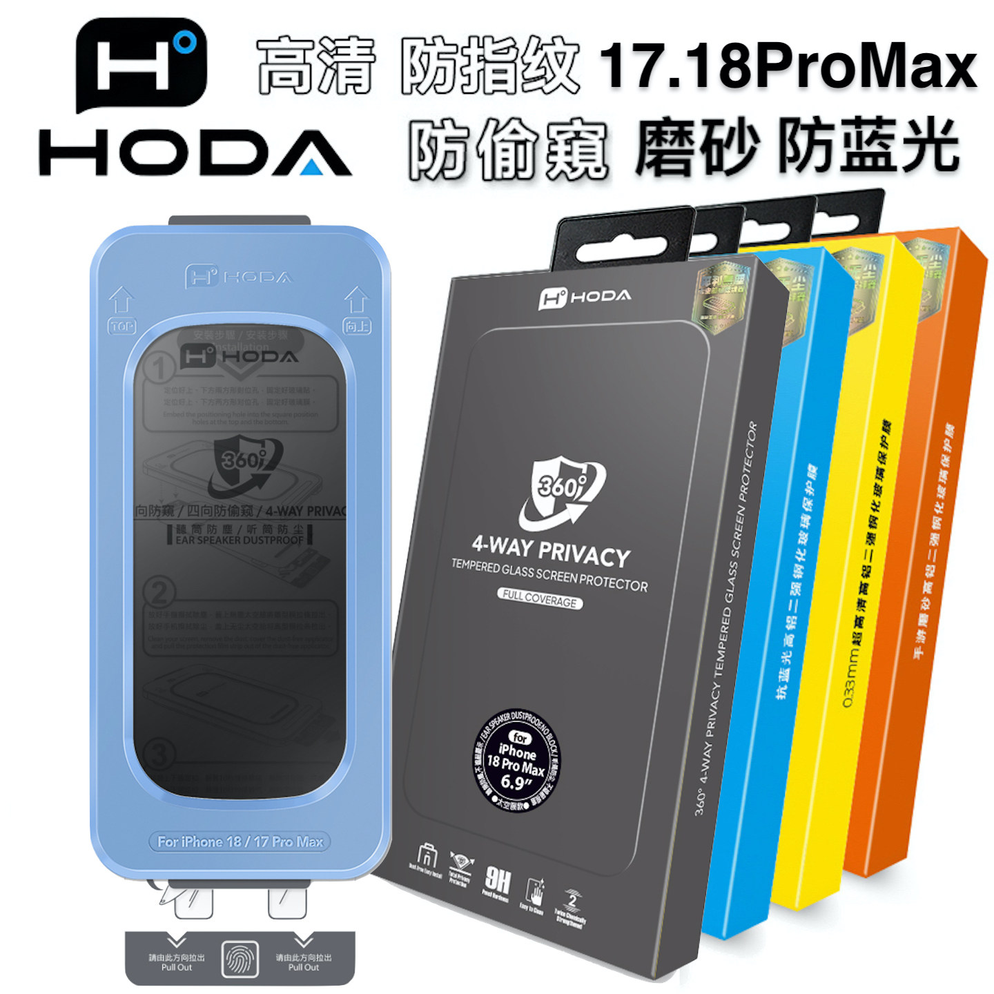 Hoda苹果18ProMax防偷窥钢化膜