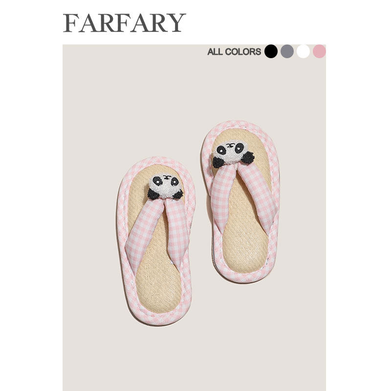 Farfary番薯泥日式亚麻格子拖鞋女家居室内春秋藤席底软底人字拖,居家布艺,居家棉拖/棉鞋,淘宝优惠券,粉丝福利购,淘宝优惠卷