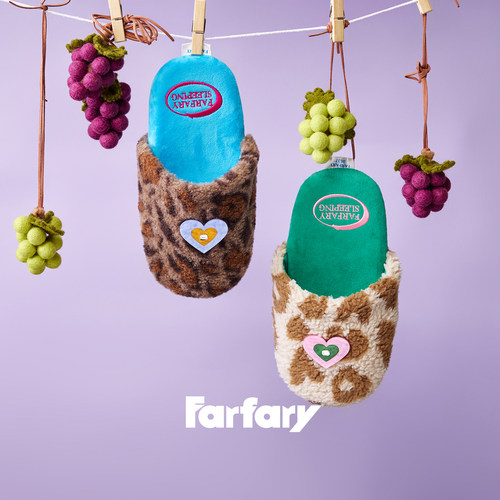 Farfary番薯泥可爱撞色豹纹拖鞋