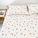 粉格子樱桃小熊纯棉床单单件100%全棉斜纹春夏双人被单1.2m可定做