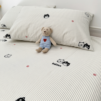 100%全棉斜纹文艺条纹宿舍床单