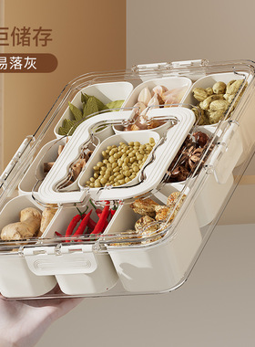 食品级调料盒九分格手提香料佐料调味盒厨房透明大容量冰箱收纳盒