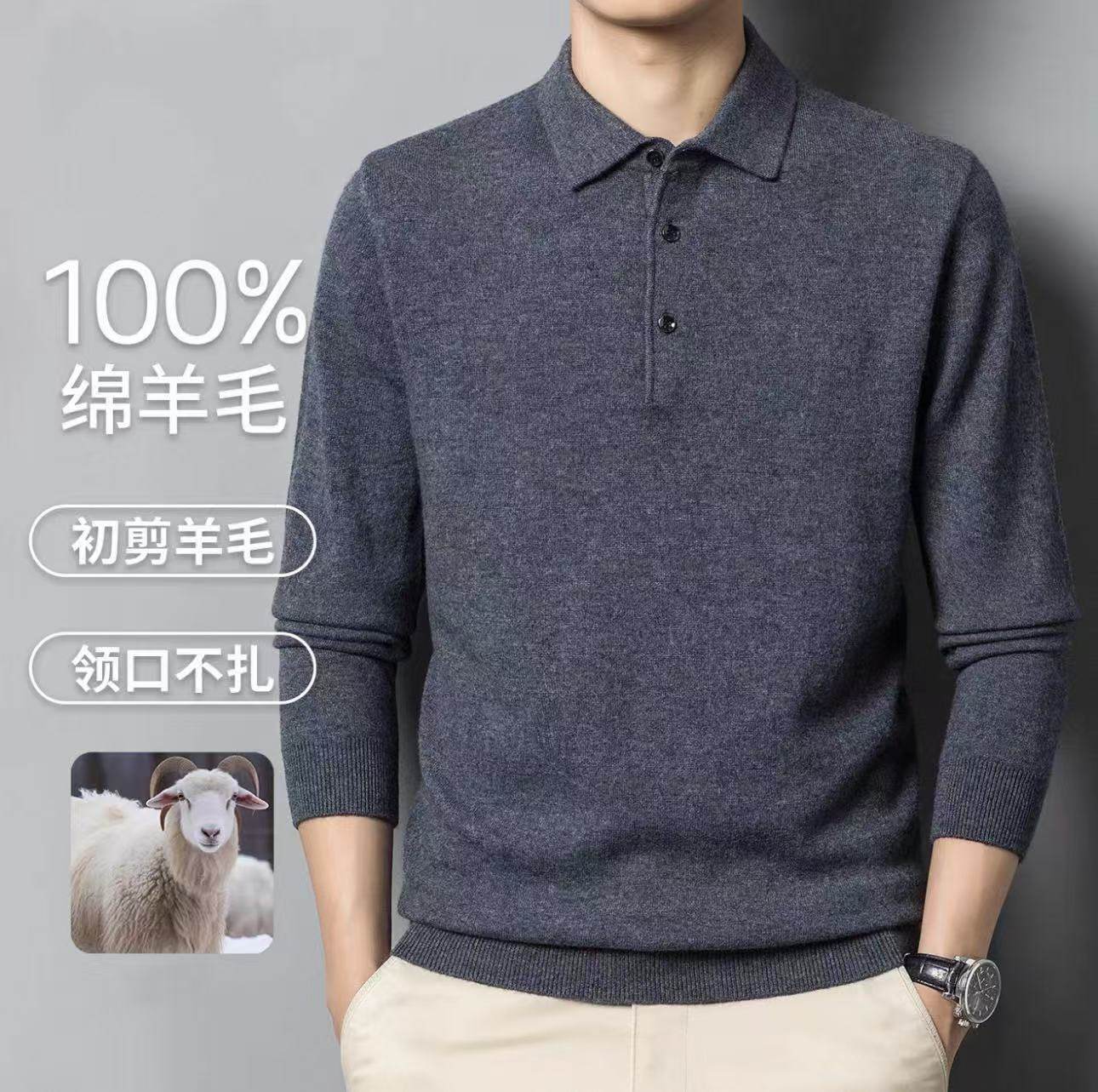 【精选男款】高定100全羊毛Polo领毛衫 F13-112