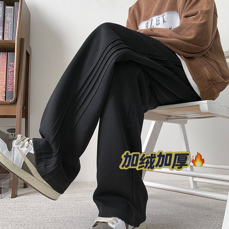 供抖音高品质重磅65%华棉直筒卫裤男大码休闲P45加绒P55,男装休闲裤,电商D205