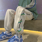 春款卫裤织带装饰宽松直筒拖地休闲裤P50控68，男装休闲裤，电商D205