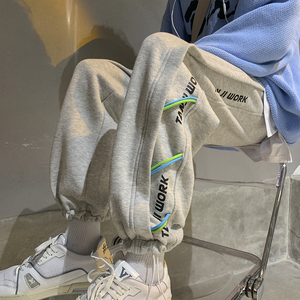 春款卫裤 织带装饰宽松直筒拖地休闲裤 P50 控68，男装休闲裤，电商D205