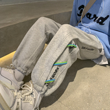 春款卫裤织带装饰宽松直筒拖地休闲裤P50控68，男装休闲裤，电商D205