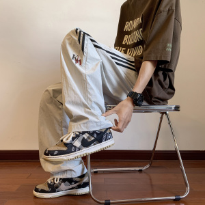 伞兵裤 侧边彩条速干休闲裤夏季阔腿宽松百搭伐木长裤P50控68图片