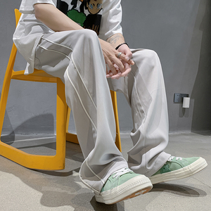 冰丝 高品质 大腰带 拖地直筒裤夏季薄款潮牌休闲阔腿裤 P45控58图片