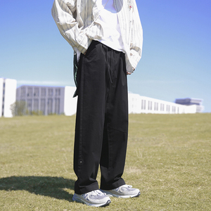 cityboy垂感秋季纯色宽松阔腿裤直筒裤日系休闲裤K1897P50控68,主题旅游穿搭北京图片