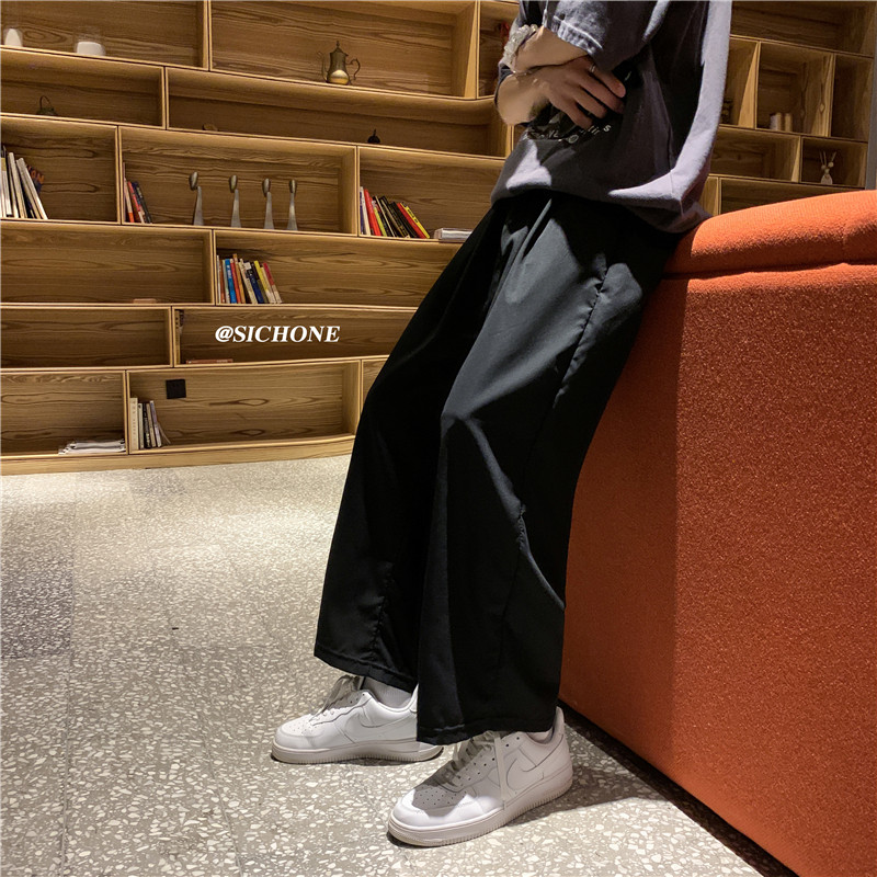 有数据夏季冰丝潮流百搭男裤薄款宽松直筒阔腿垂感西裤P30控48，男装西裤，电商D205