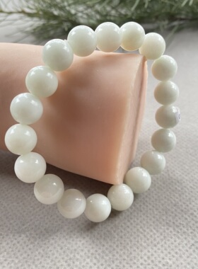 陕西蓝田玉精品白玉手串手链卡10mm减龄百搭兵马俑同款带证书礼盒