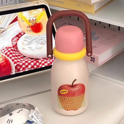 bablov吸管保温杯女生外出便携双饮水杯手提大容量杯子高颜值直饮