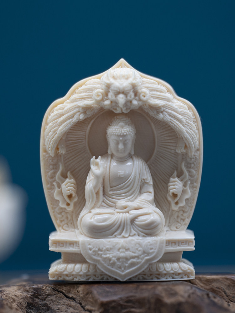 守艺猛犸象牙雕刻大师工纯手工大日如来3a冰料猛犸牙吊坠挂件牌子