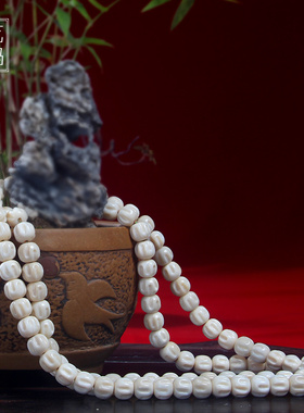守艺猛犸象牙雕刻纯手工百香籽佛珠108颗念珠手串链子