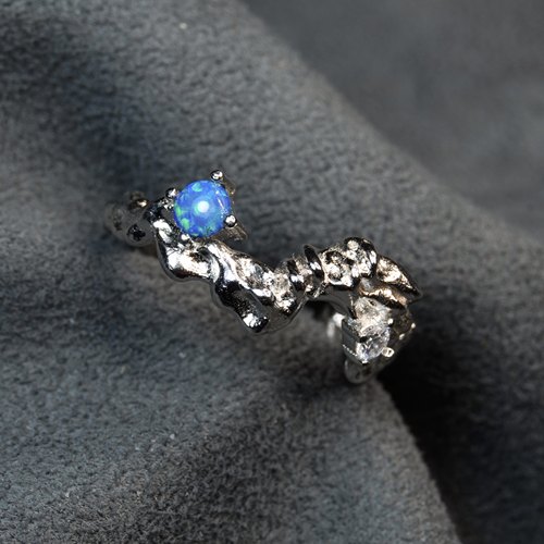 澳大利亚水晶欧泊戒指