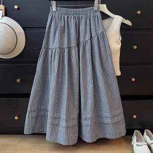 胖mm特大码 300斤韩系甜美风拼接半身裙女夏宽松休闲高腰垂感A字裙