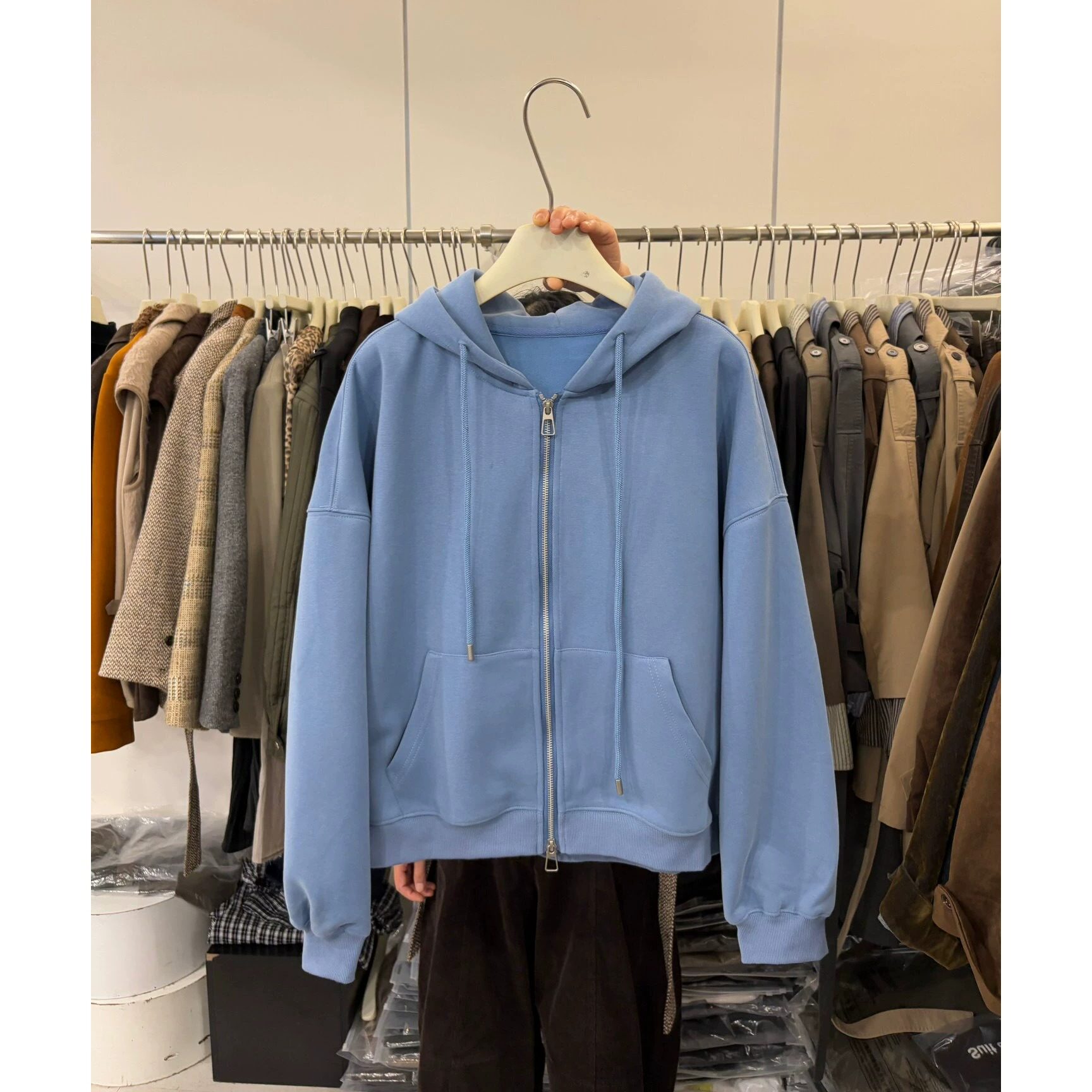 胖mm特大码300斤双拉链舒适连帽卫衣女秋季慵懒风松弛感休闲外套