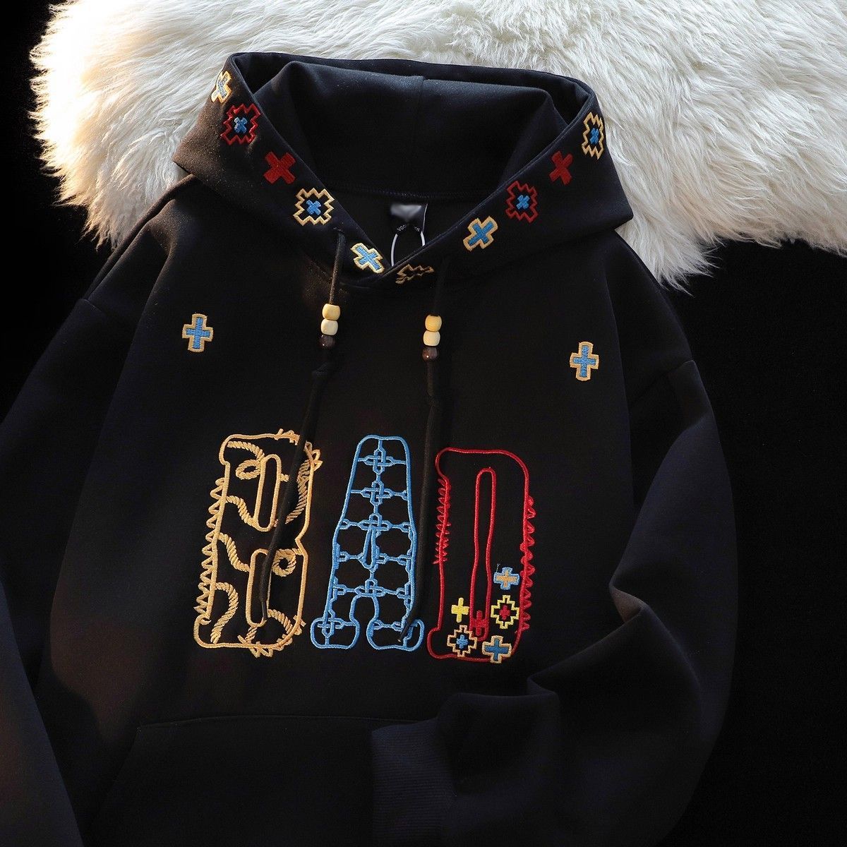 胖mm特大码300斤大版慵懒风连帽卫衣男女春秋刺绣字母情侣款外套