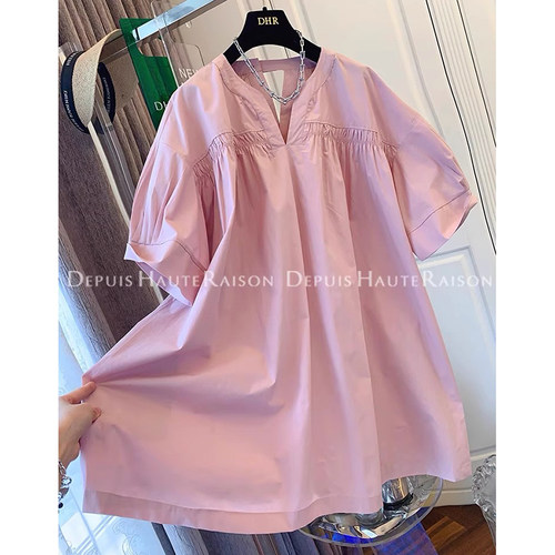 胖mm特大码2-300斤法式泡泡短袖衬衫女夏甜美减龄娃娃衫纯色上衣