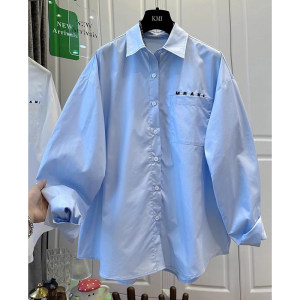 胖mm特大码2-300斤简约字母刺绣衬衫女春夏薄款宽松休闲防晒衬衣