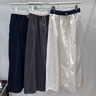 胖mm特大码 花苞裙 300斤复古休闲撞色牛仔半身裙女春夏宽松中长款