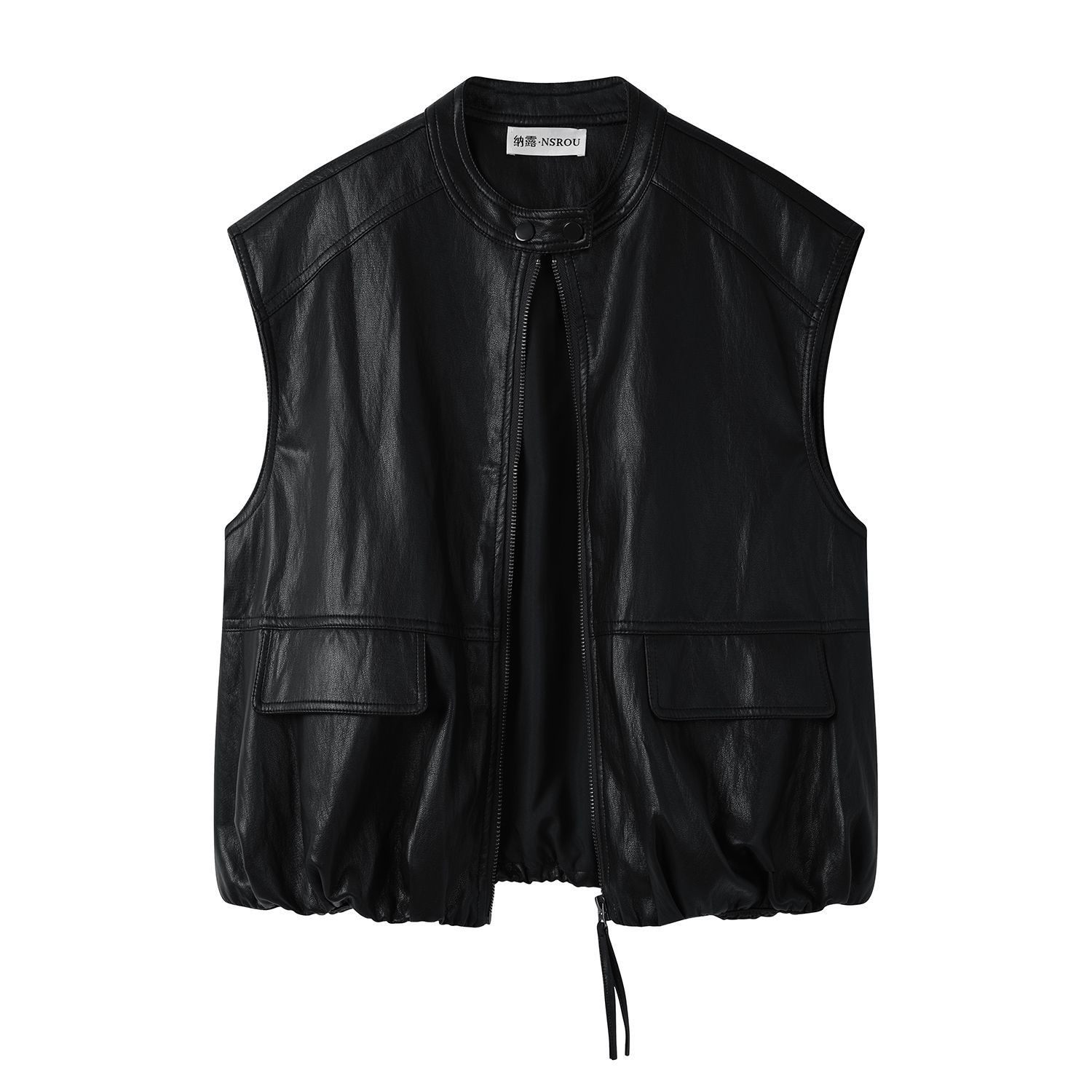 胖mm特大码2-300斤港味复古pu皮马甲外套女秋冬宽松外搭皮衣马夹