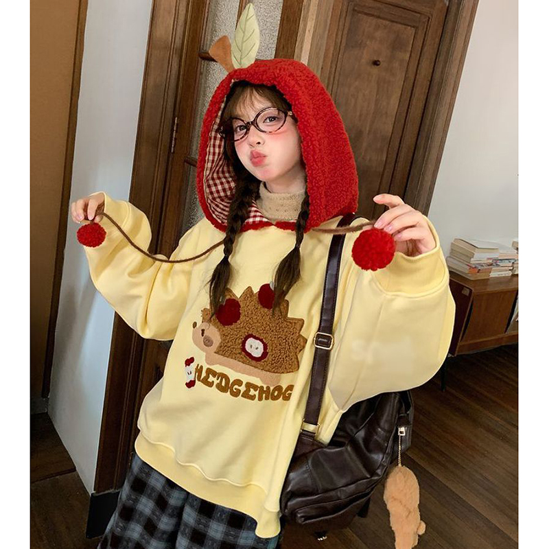 胖mm特大码300斤可爱卡通拼色卫衣女春秋学院风减龄甜美学生上衣