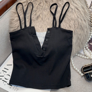 胸垫美背外穿上衣 300斤假两件内搭背心吊带女夏修身 胖mm特大码