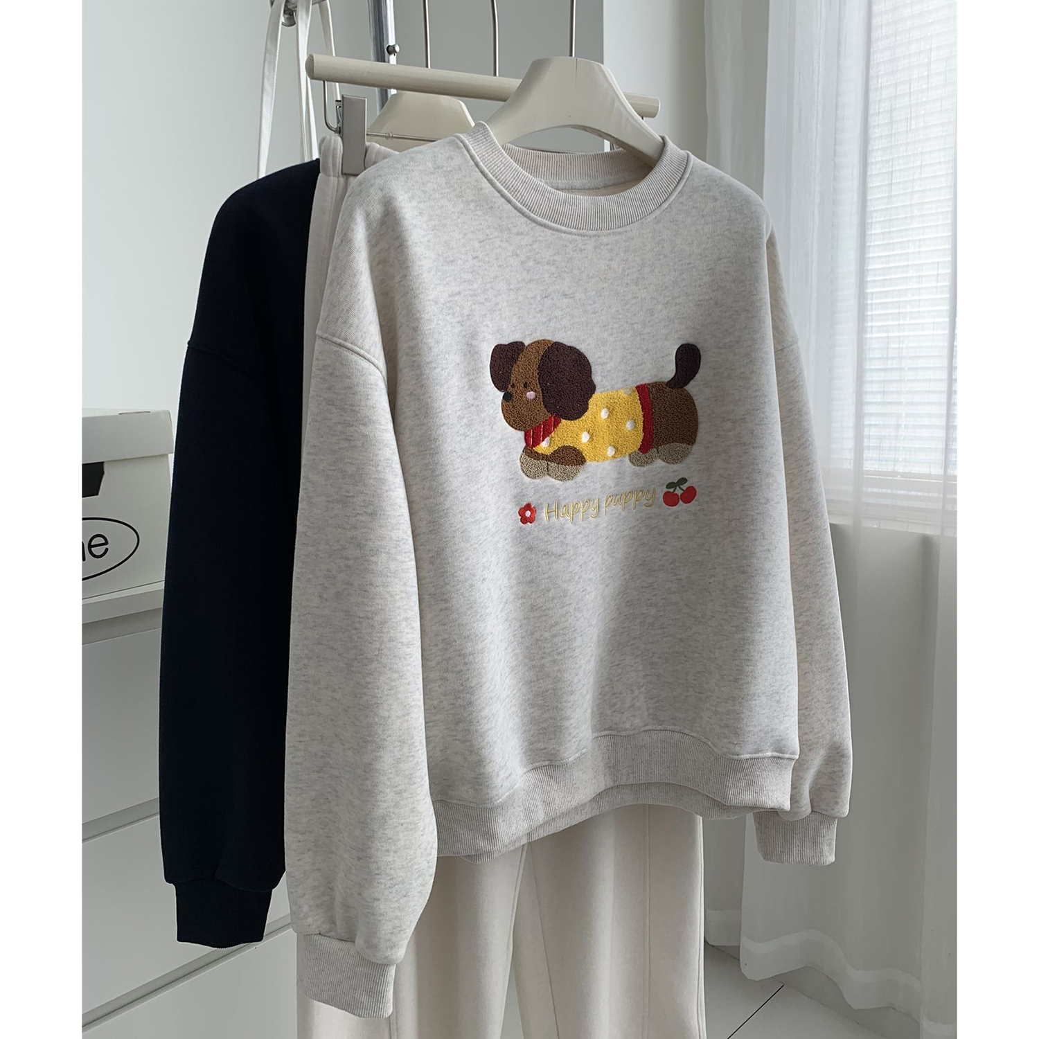 胖mm特大码300斤腊肠狗毛巾绣套头卫衣女秋冬季保暖加绒厚款外套