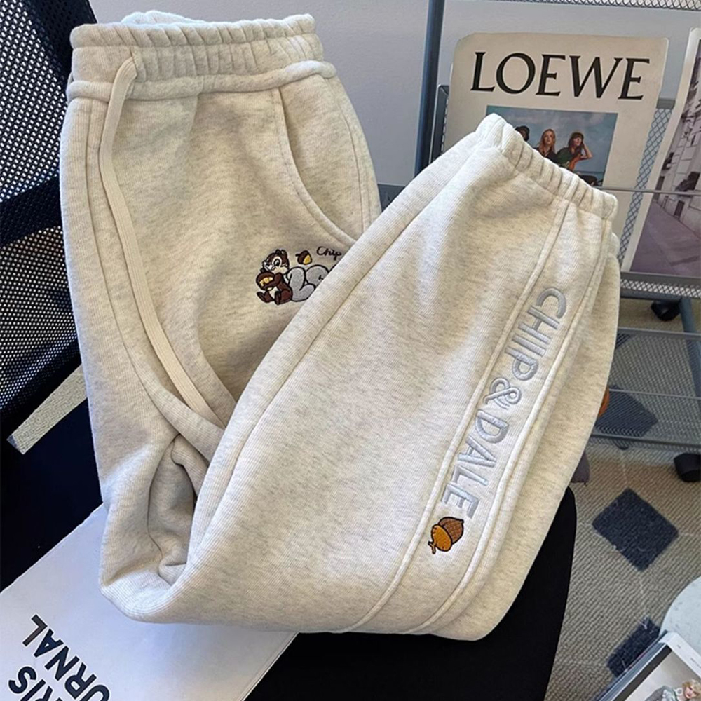 胖mm特大码300斤复古设计感刺绣束脚卫裤女秋冬保暖加绒休闲长裤