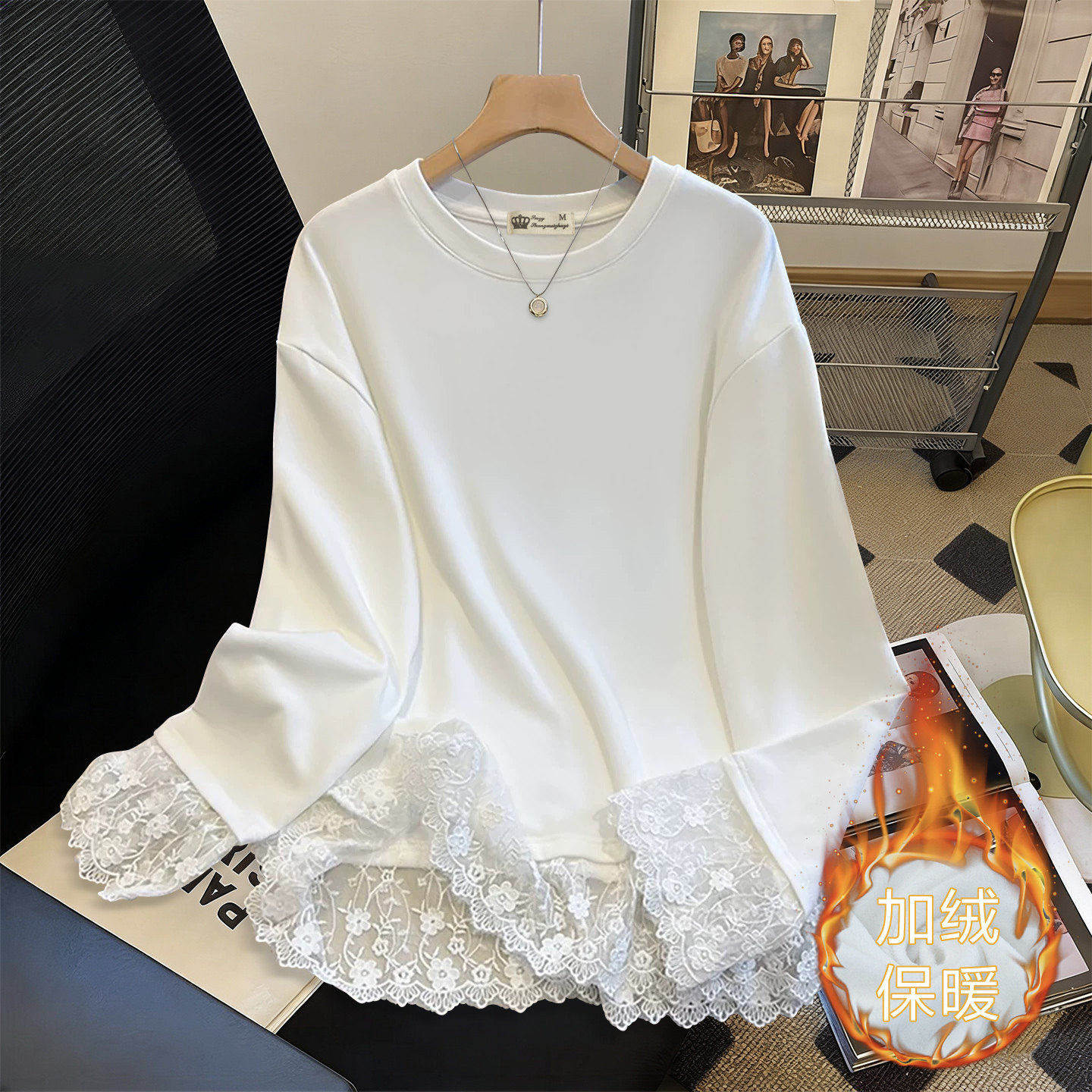 胖mm特大码2-300斤蕾丝花边德绒长袖T恤女秋冬宽松加绒保暖打底衫,女装/女士精品,大码内搭,淘宝优惠券,粉丝福利购,淘宝优惠卷