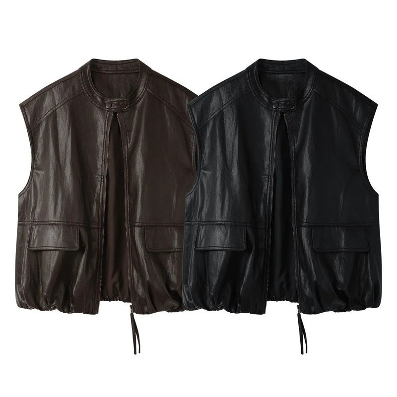 胖mm特大码2-300斤港味复古pu皮马甲外套女秋冬宽松外搭皮衣马夹