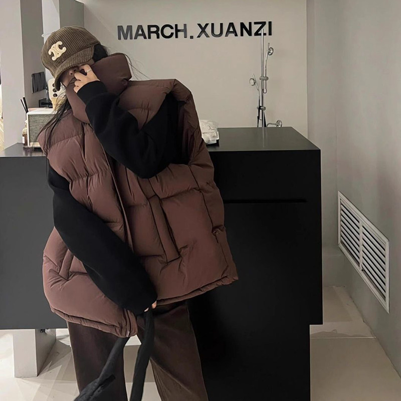 胖mm大码300斤复古立领马甲棉服外套女秋冬加厚保暖宽松无袖马夹