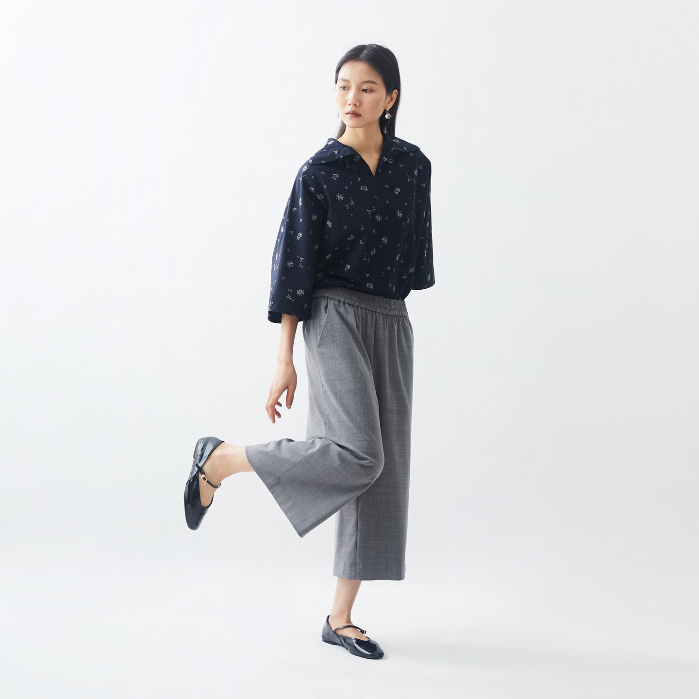 春夏新品 经典百搭气质宽松显瘦七分阔腿裤 小鱼直筒通勤女休闲裤