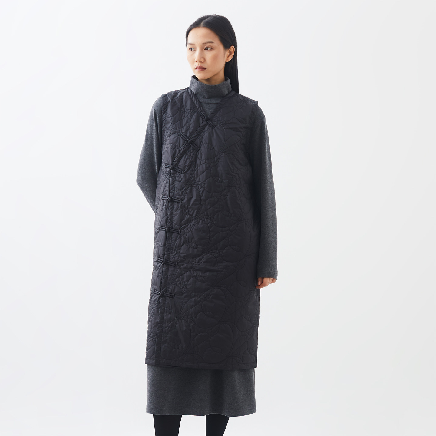 3M夹棉改良新中式盘扣棉服背心裙
